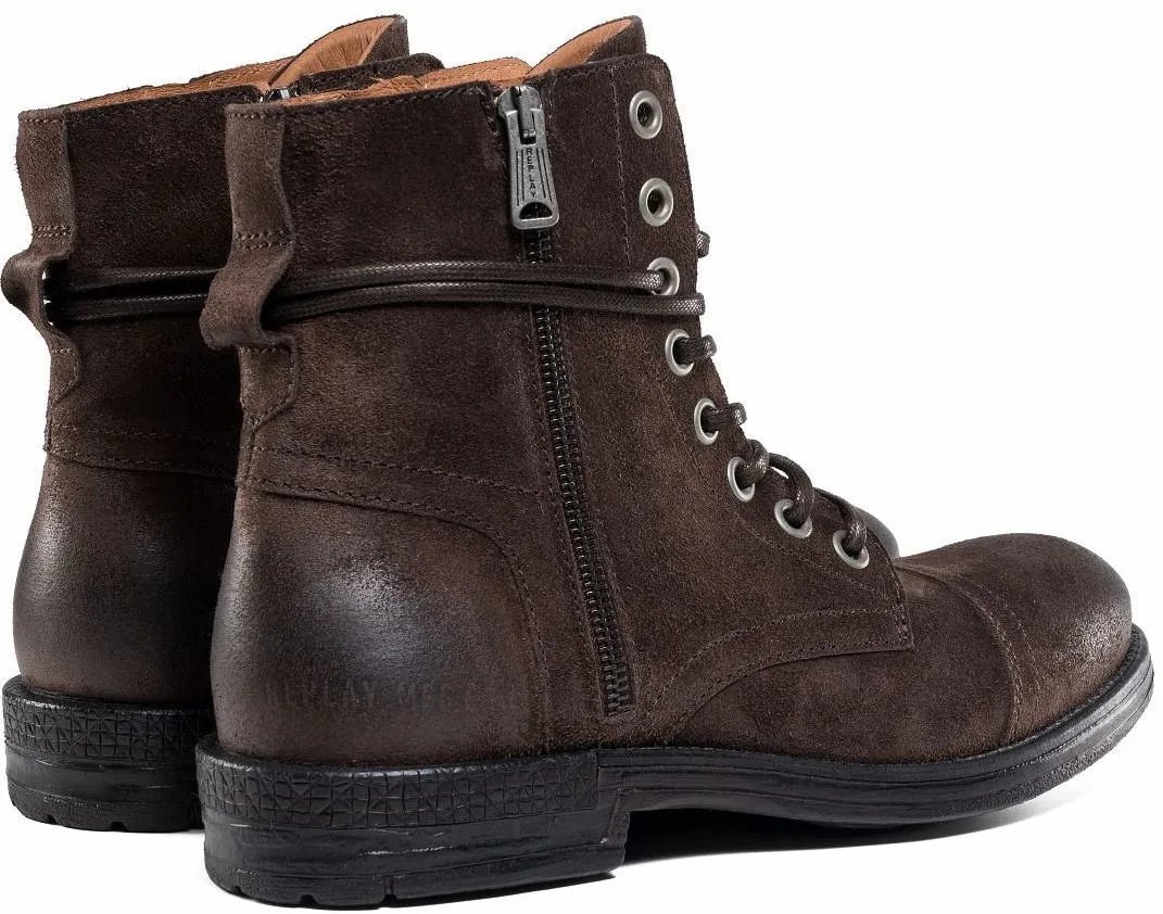 Replay Pack Suede Dark Brown Mens Suede Army Ankle Boots