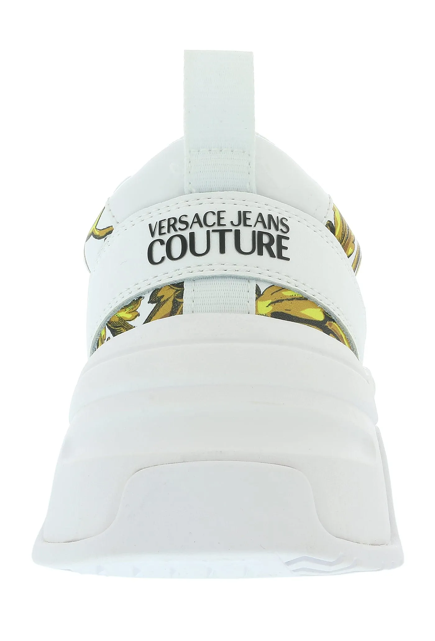 Versace Jeans Couture White Gold Athletic Chunky Fashion Baroque Sneakers -