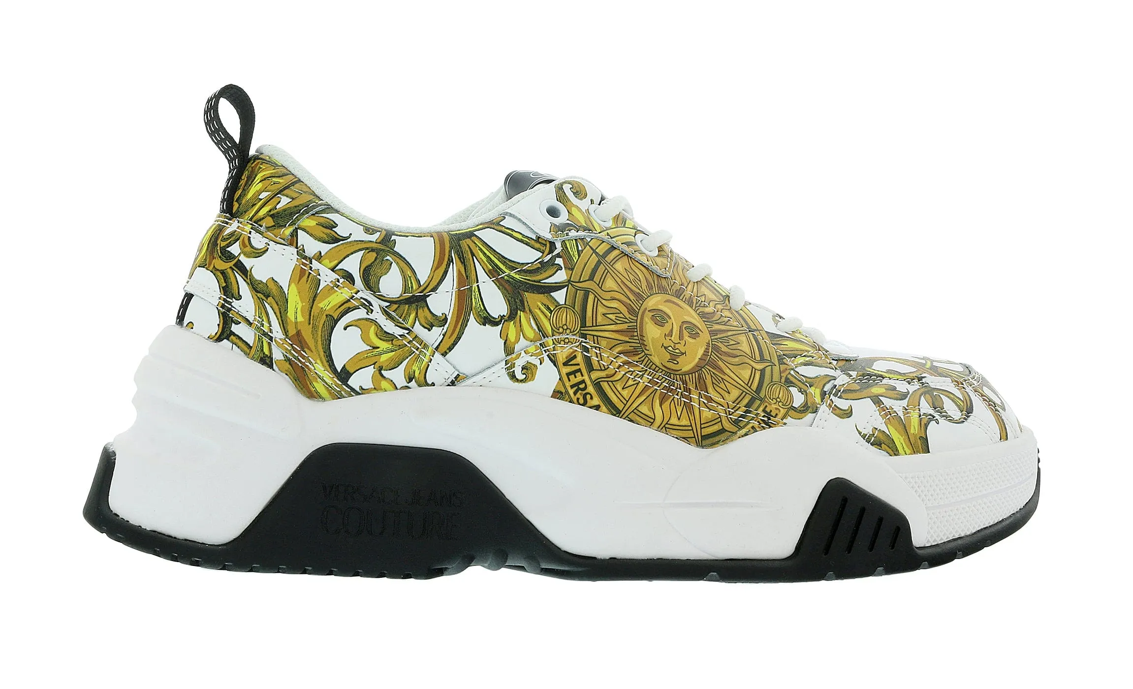 Versace Jeans Couture White Gold  Athletic Medusa Fashion Chunky Sneakers-
