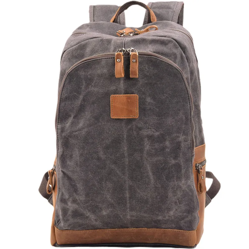 Waxed Canvas Ruckpack Retro School Backpack Waterproof Travel Bag