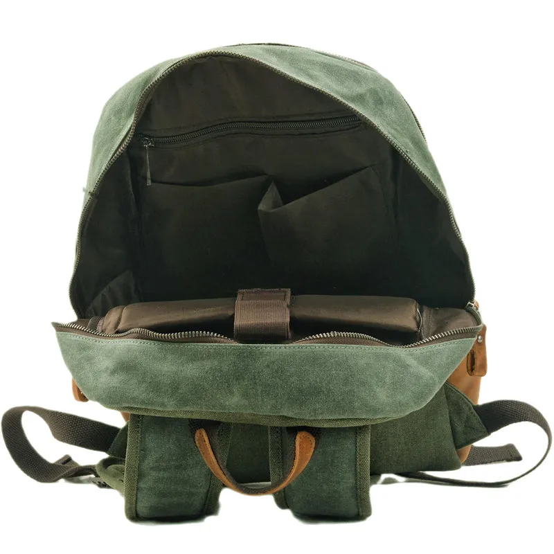 Waxed Canvas Ruckpack Retro School Backpack Waterproof Travel Bag