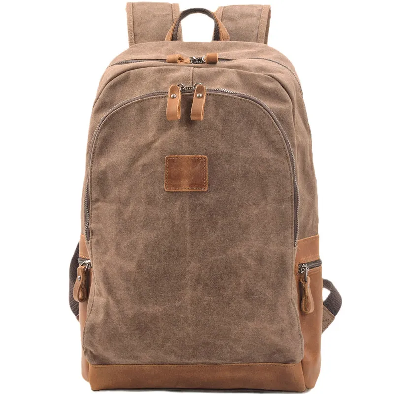 Waxed Canvas Ruckpack Retro School Backpack Waterproof Travel Bag