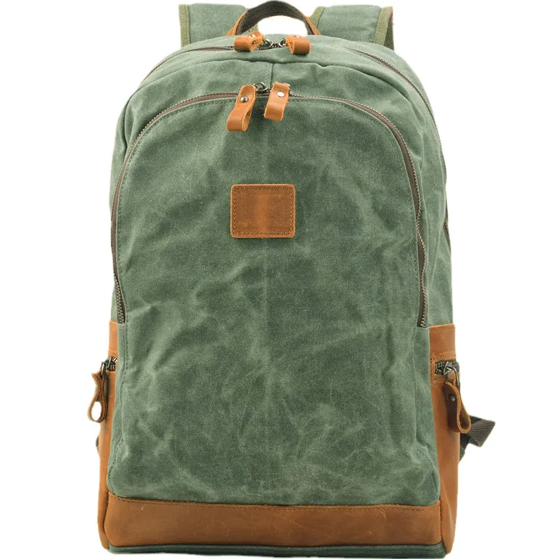 Waxed Canvas Ruckpack Retro School Backpack Waterproof Travel Bag