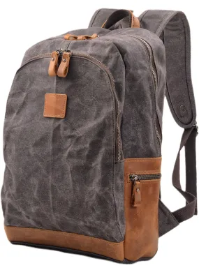 Waxed Canvas Ruckpack Retro School Backpack Waterproof Travel Bag