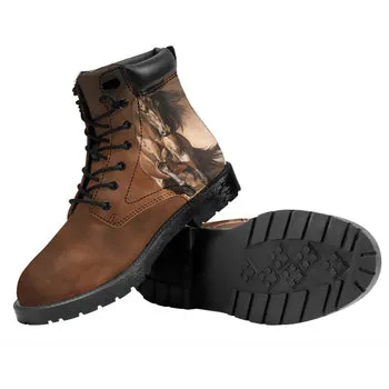 Wild Horses Print on Demand Artwork Combat Style Boots (Unisex)