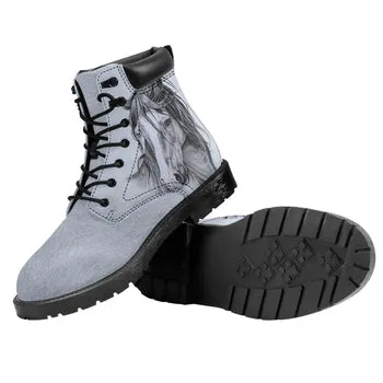 Wild Horses Print on Demand Artwork Combat Style Boots (Unisex)